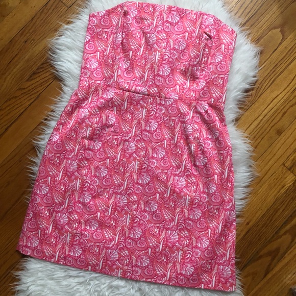 Vineyard vines pink strapless shell print dress 12 - Picture 4 of 6